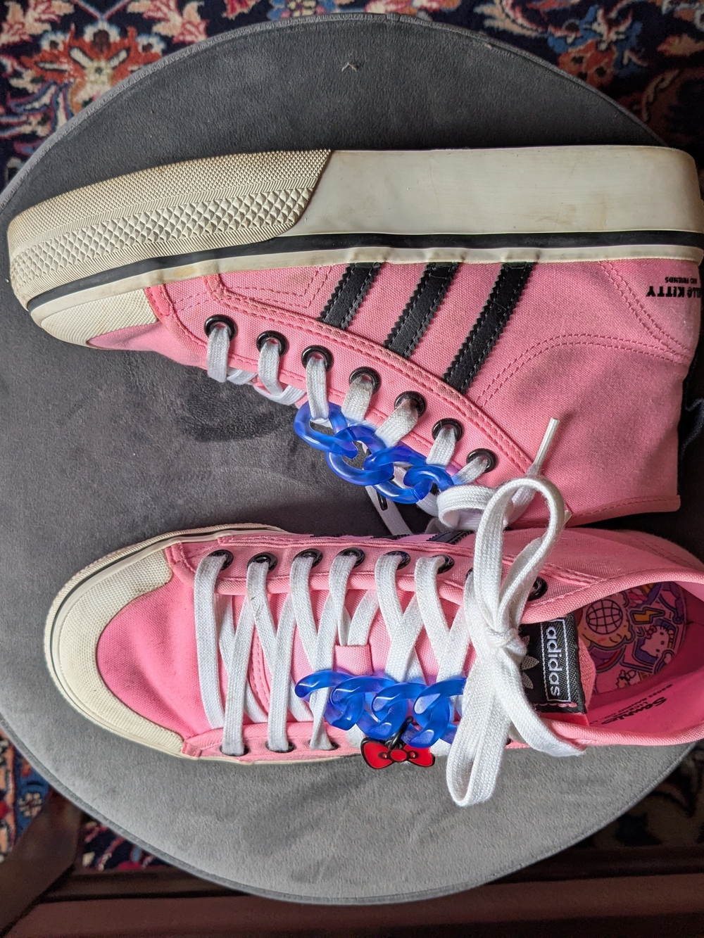 adidas Originals Hot Pink Hello Kitty Nizza High-Top Sneakers - Picture 2 of 8